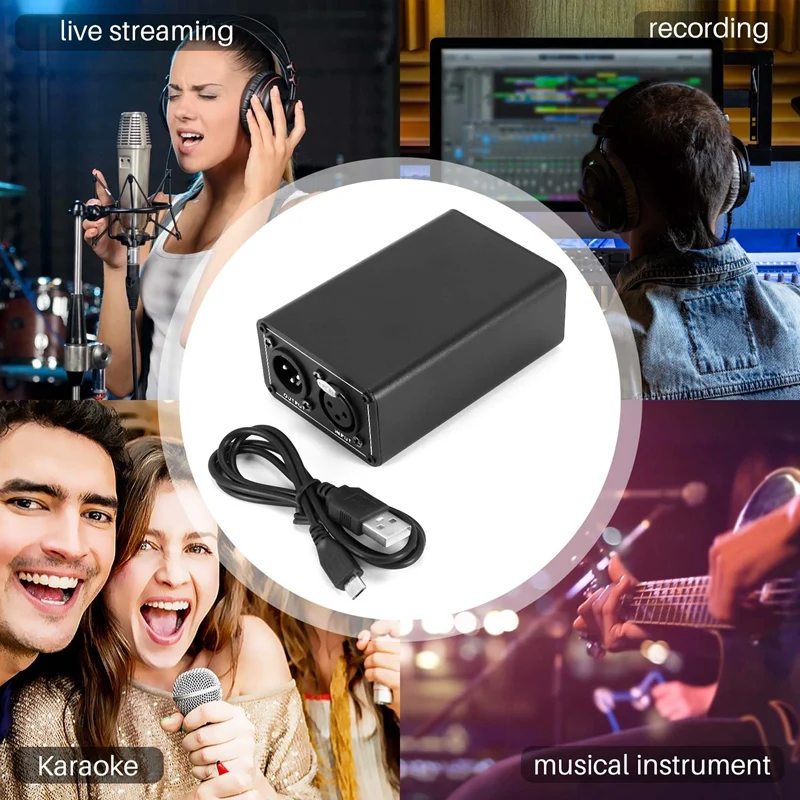 NT48V catu daya Phantom portabel, Mikrofon kondensor diafragma besar, dukungan Universal pengisian daya 5V-ABDQ