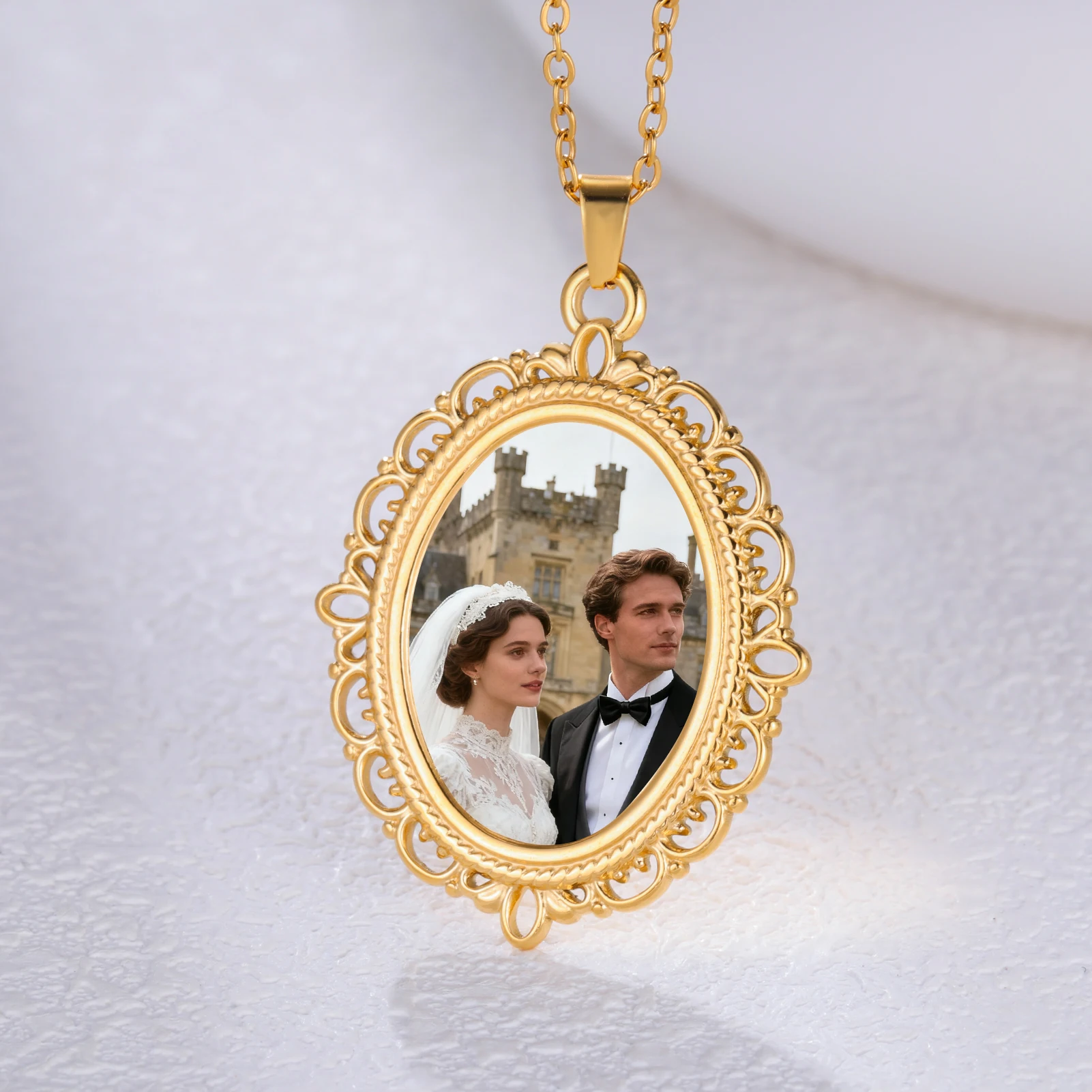 

Lemegeton Ожерелье с фотографией по индивидуальному заказу, овальный кулон, односторонние персонализированные ювелирные изделия из нержавеющей стали, винтажные подарки для пары
