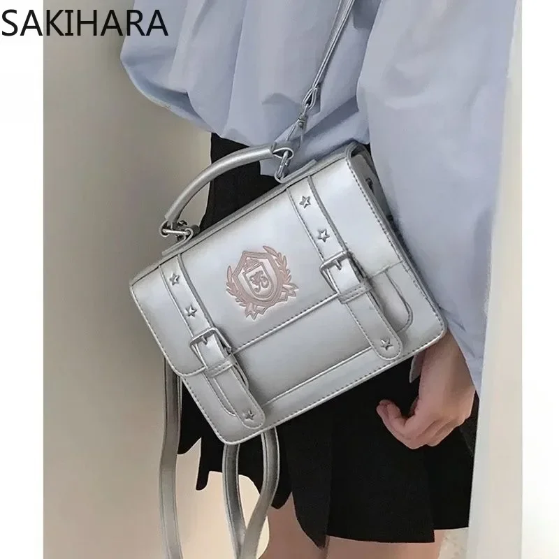 Vintage Handbags for Women All Match Large Capacity Shoulder Bags for Students Aesthetic Elegant Sliver Y2k Bolsas Para Mujeres