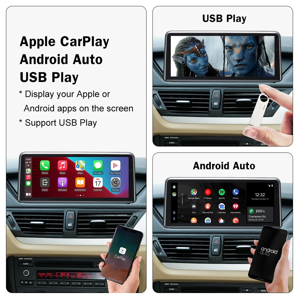 Road Top 10.25 " Android Auto Head Unit Wireless Carplay Car Multimedia Touch Screen for BMWX1 E84 2009-2015 With CIC System