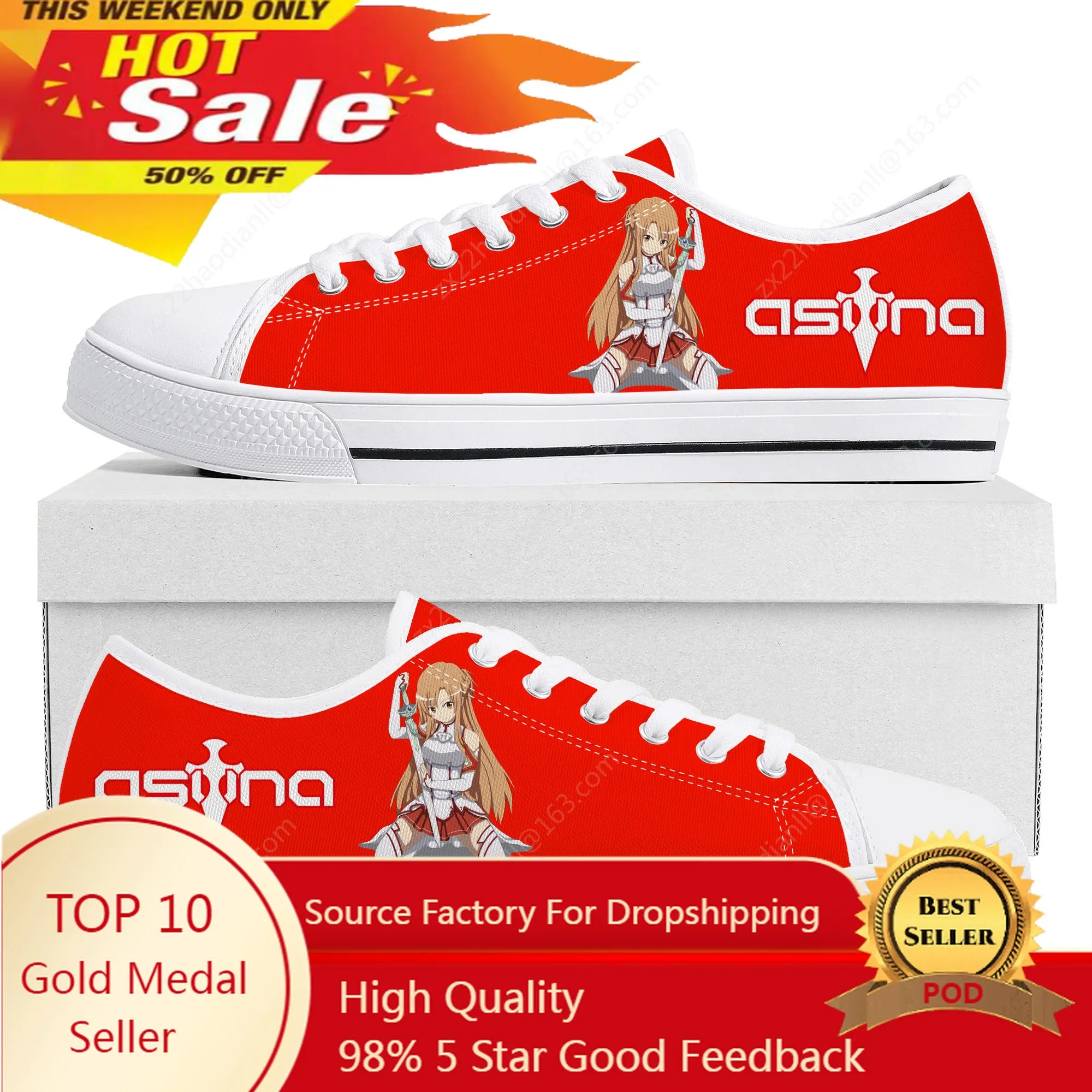 

Sword Art Online Cartoon Novel Asuna Low Top Sneakers Mens Womens Teenager High Quality Canvas Sneaker Couple Shoes Custom Shoe