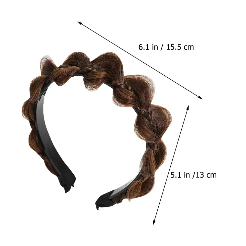 Diadema de peluca sintética trenzada de tres hebras, diadema de tejido de espina de pescado natural, accesorios para el cabello dentados, 1 pieza