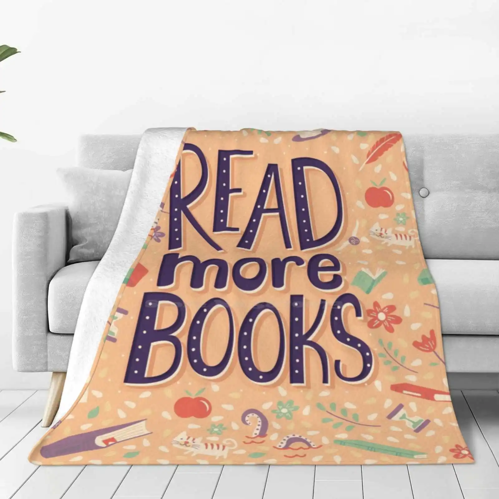 Read More Books Top Quality Comfortable Bed Sofa Soft Blanket Read More Books Reading Reader Bibliophile Bookworm Pattern