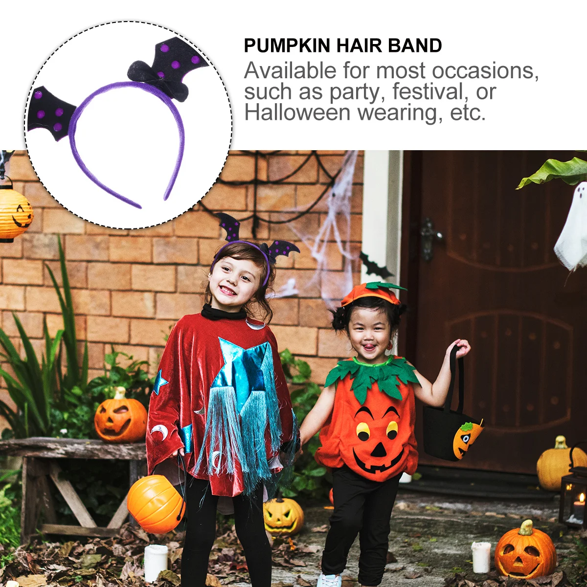 

4 Pcs Head Band Halloween Headband Fashion Bat Hair Clasp Accessories Purple Women's