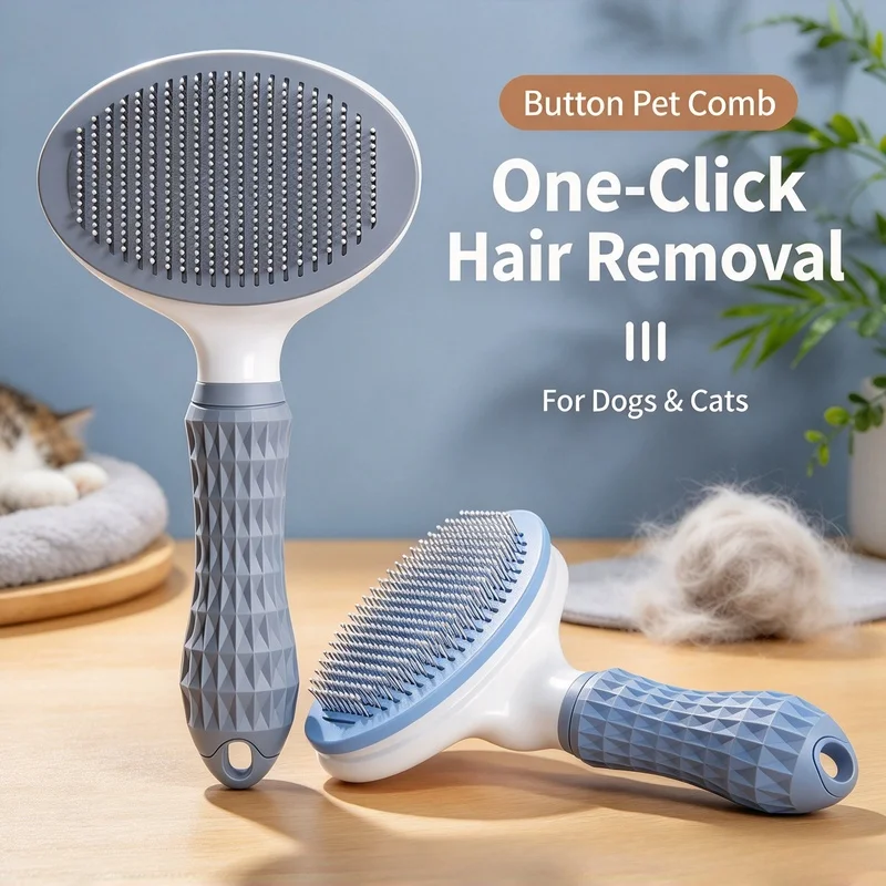 Self-Cleaning Pet Hair Brush One Click Release Floating Hair Remover Gentle Deshed Comb for Long & Short Haired Dogs Cats