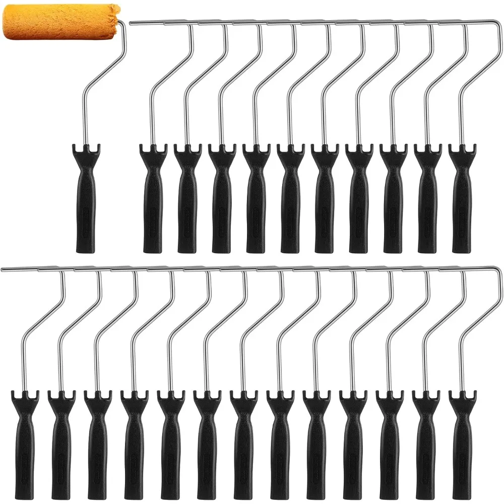 

24 Piece Mini and Standard Paint Roller Frames with Handles for Home Detail and Edge Painting