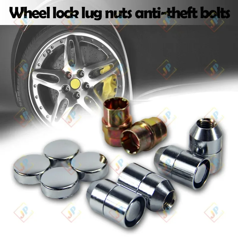 M12x1.5 /1.25 Car Tuning Parts Wheel Lock Lug Nut Anti-theft Anti-theft Wheel Bolt Lock Nut 4 Wheel Nut Lock with Sleeve