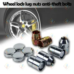 M12x1.5 /1.25 Car Tuning Parts Wheel Lock Lug Nut Anti-theft Anti-theft Wheel Bolt Lock Nut 4 Wheel Nut Lock with Sleeve