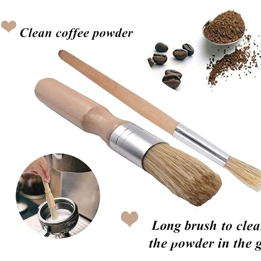 Coffee Machine Cleaning Brush Set, Wood and Nylon Brushes for Grinders, Espresso Machine Group Heads, 4 Pcs