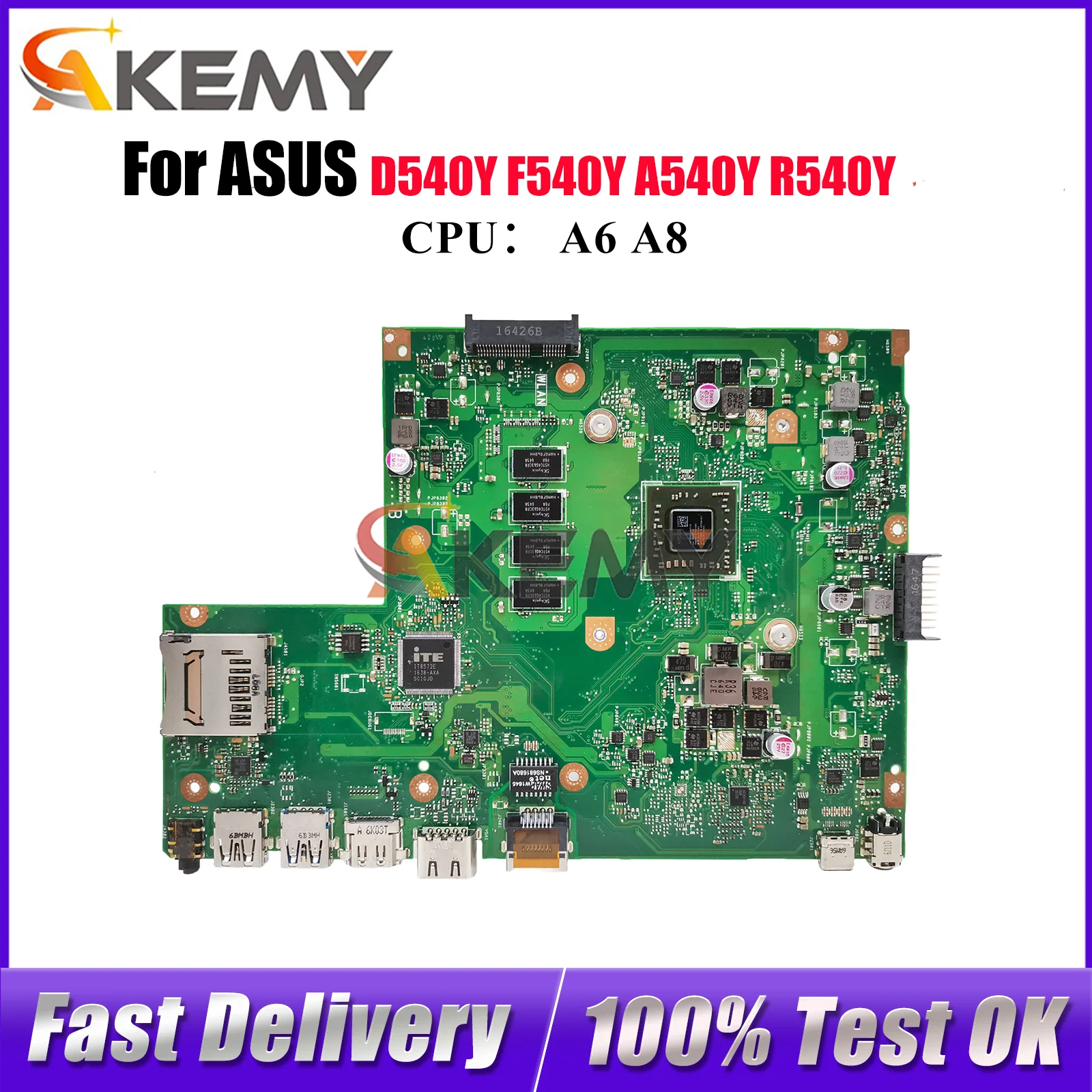 

X540YA Материнская плата для ноутбука ASUS VivoBook X540Y R540Y A540Y X540YA F540Y D540Y Материнская плата для ноутбука с процессором A6 A8 100% тестирование ОК