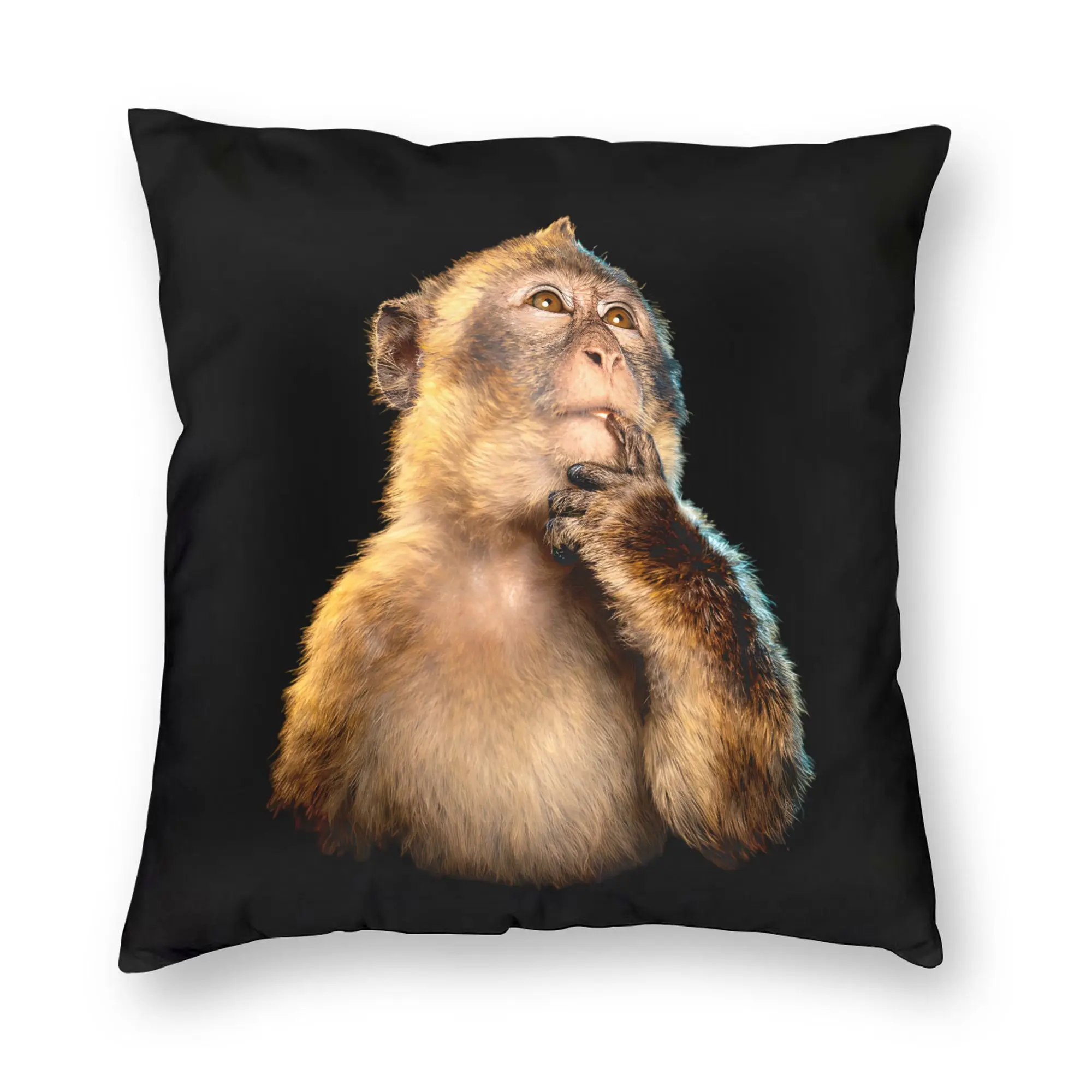 Thinking Monkey Meme Deep Thoughts Pillowcase Printing Fabric Cushion Cover Gift  Pillow Case Cover Sofa Dropshipping 18''