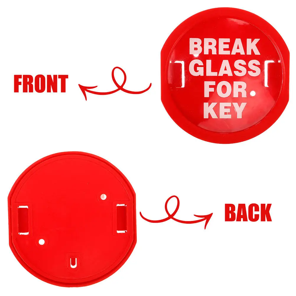 2Pcs Red Emergency Key Lock Box Break Glass Window Wall Mounted Fire Safety Lock Box for Quick