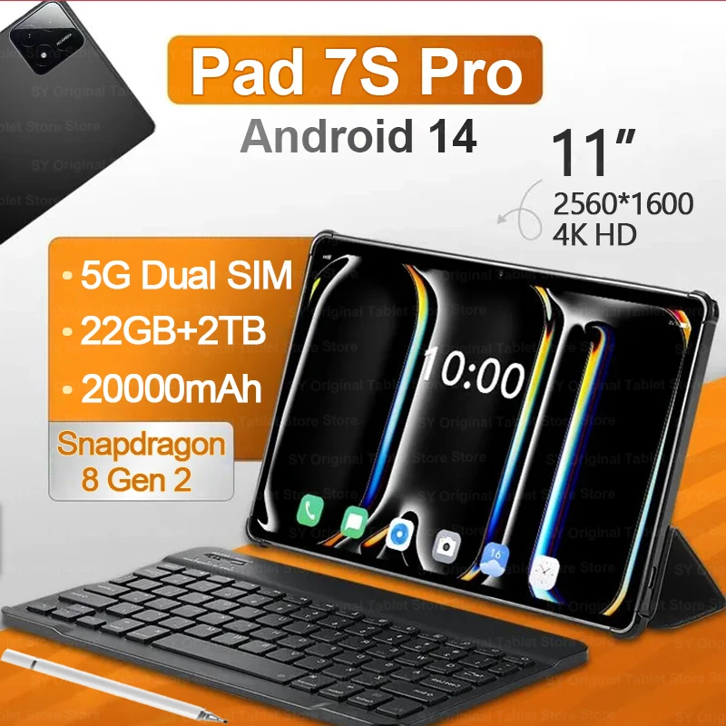 

2025 НОВЫЙ оригинальный Android 14 Pad 7S Pro 22 ГБ 2 ТБ глобальная версия Snapdragon 8 gen 2 5G WiFi 20000 мАч Dual SIM GPS HD 4K планшетный ПК