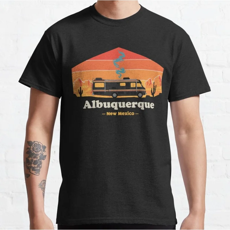 

Albuquerque Breaking Bad t shirt 100% cotton O-Neck Short Sleeve top Crime Movie Vintage Men's Graphic clothes All size tee