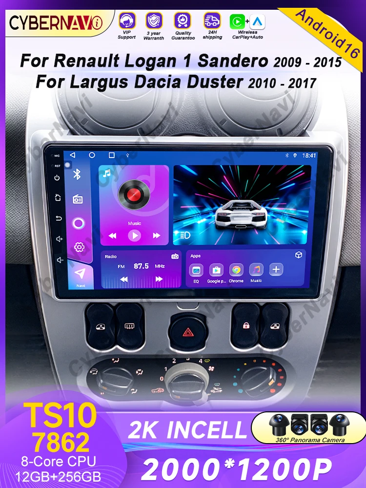 Android 16 autoradio voor Renault Logan 1 Sandero 2009 - 2015 voor Dacia Duster 2010 - 2017 auto multimedia videospeler navigatie - afbeelding 2