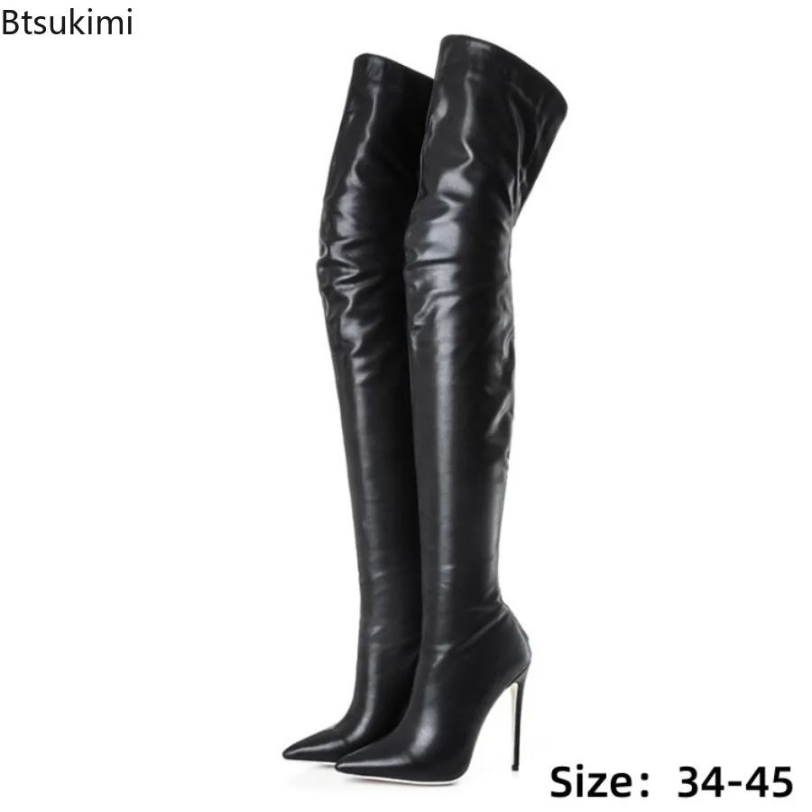 Neue Herbst-Winter Sexy Overknee-Stiefel mit Stiletto-Absatz für Damen, Spitze Stiefel für Stripperinnen, Pole-Dance-Stiefel