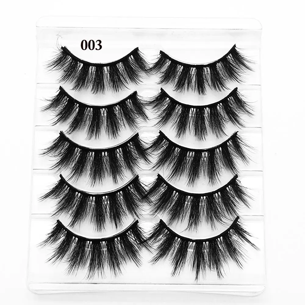 SKONHED 5 Pairs Beauty Makeup Handmade Fluffy Wispies Crisscross Eye Lash Extension 3D Mink Hair False Eyelashes