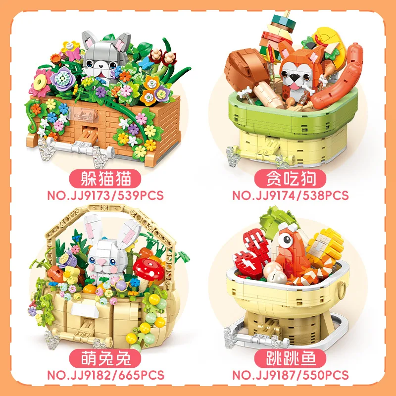 cute pet Building blocks Exquisite ornament creative phone stand ABS plastic Desktop Decoration toys gifts for friends kids