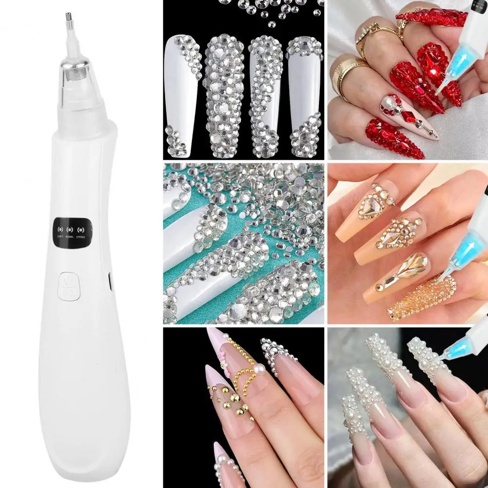 Vacuum Diamond Art Pen Electric Rhinestone Picker Tool Wax-Free Wireless Diamond Art Pen with 2 Interchangeable Tips 3 Suction M