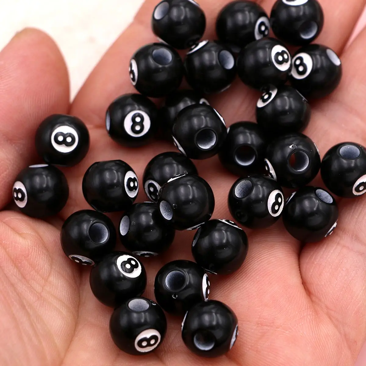 30pcs Billiard Design Beads Black Loose Beads for Jewelry Making DIY Handmade Bracelet Earrings Key Chain Accessories - AliExpress 36 - Image 2