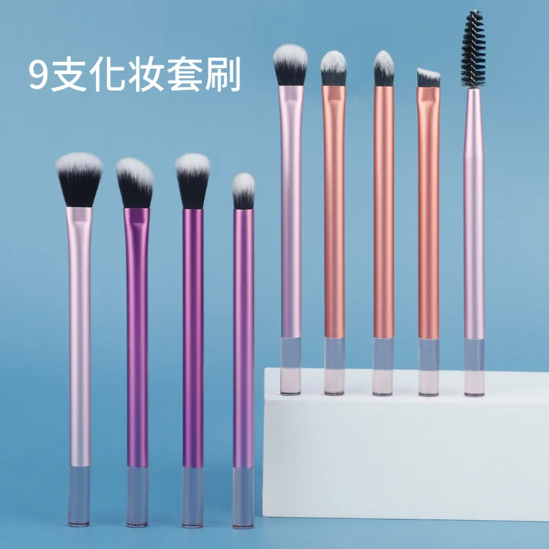 9 Conjunto de pincéis de maquiagemminiMakeup Expert School Eye Shadow Blush Iniciante Ferramentas de maquiagem portáteis