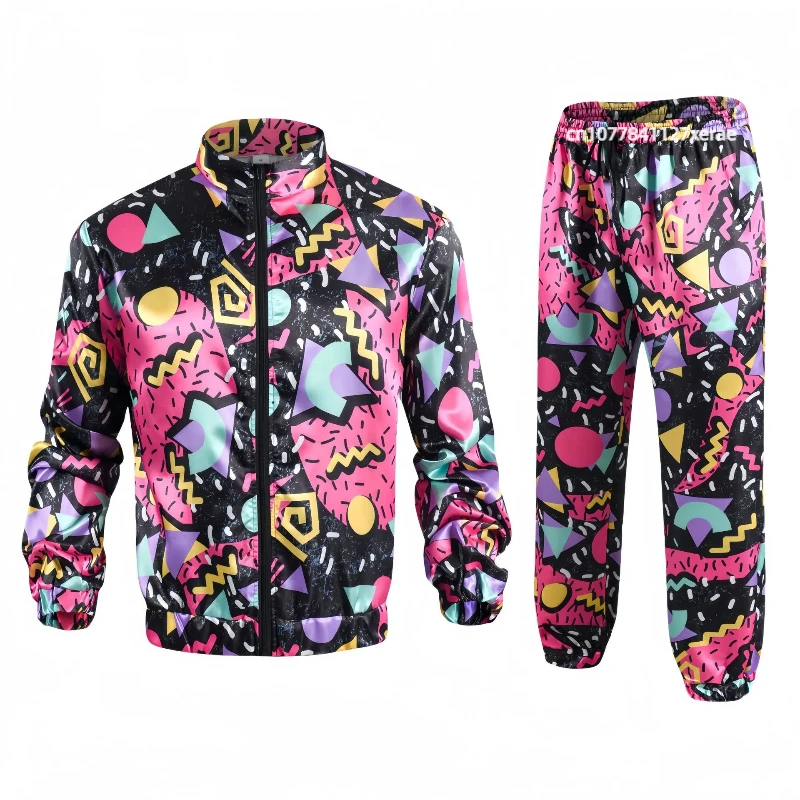 Retro Street Dance Jacke und Hose Jogging Sportbekleidung Modisches Retro-Stil-Mottoparty-Bühnenkostüm-Set
