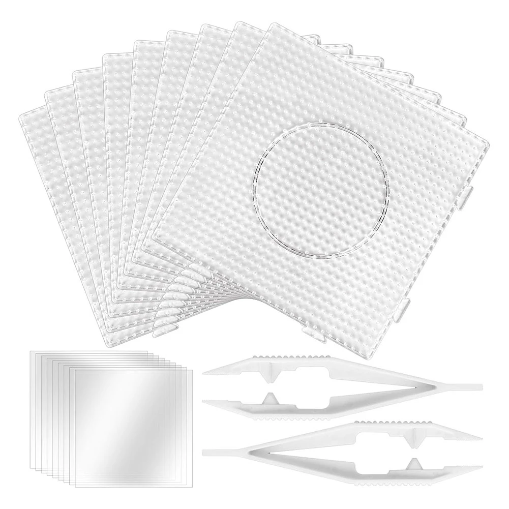 

N08R, 9 упаковок, пластиковые 5 мм, большие квадратные бусины, пластины для ногтей с гладильной бумагой и пинцетом из бисера для поделок своими руками