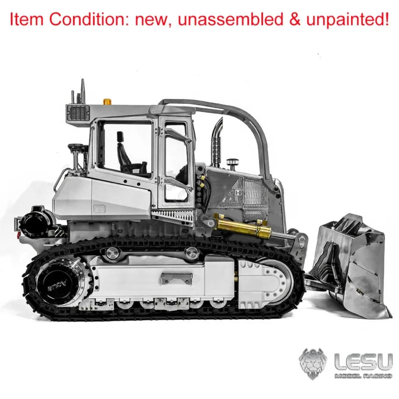 1/14 LESU RC Metal hidráulico Bulldozer Aoue-850K modelo pistas negras camión de construcción sistema de luz Dozer Kits sin pintar TH22775