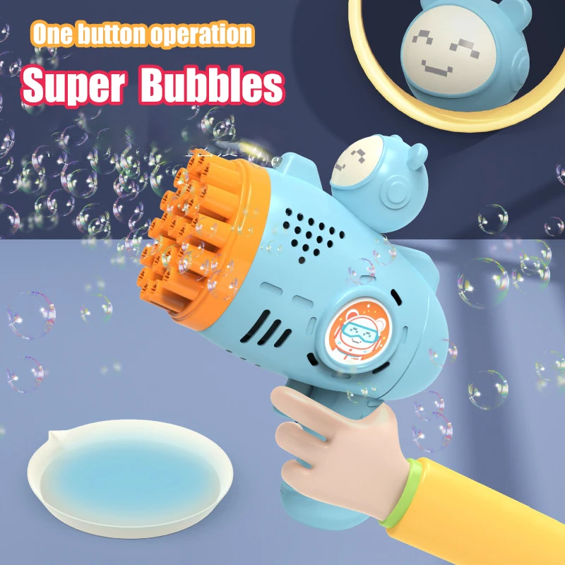 23 Holes Bubble Gun Automatic Rocket Bubbles Machine Pomperos Soap Blower Toys for Kids Gifts Summer Outdoor Wedding Party Toy