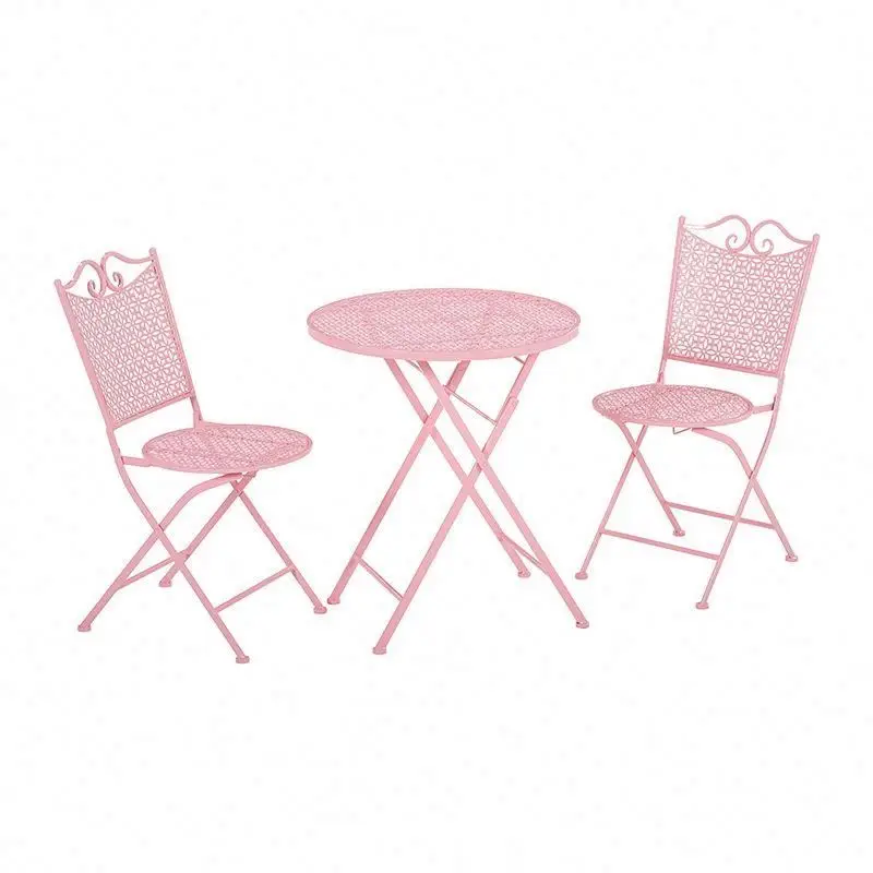 

gh-In Stock Outdoor Tables Balcony Wrought Iron Leisure Folding Table and Chair Three-Piece Garden Furniture Set！
