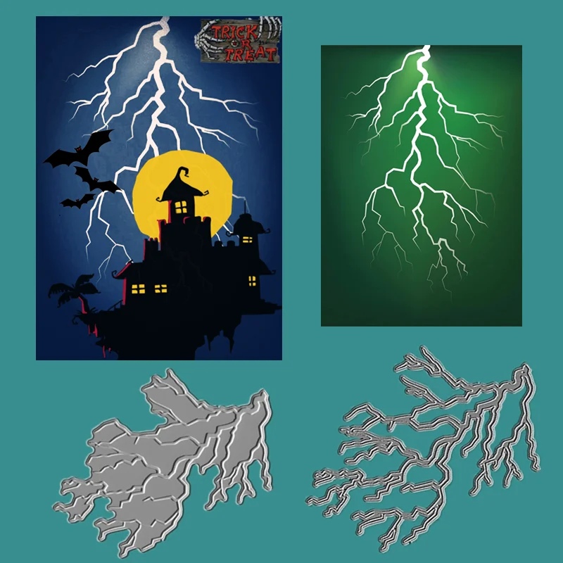 New Hot Foil Plate Lightning Halloween Christmas Frames Card Craft Metal Cutting Dies Scrapbooking No Embossing