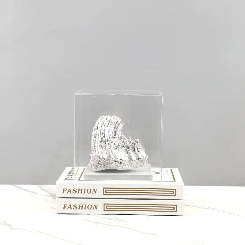 

Современный минималистичный серебряный металлический акриловый чехол, декоративное украшение для гостиной, прихожей, прозрачный квадратный акриловый ремесленный дом