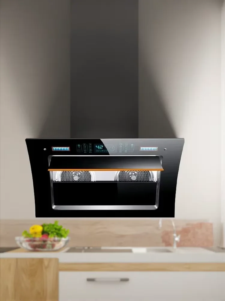 Double Motor Kitchen Exhaust Fan with Powerful Suction Rapidly Removes Oil Fumes And Cooking Odors LYH