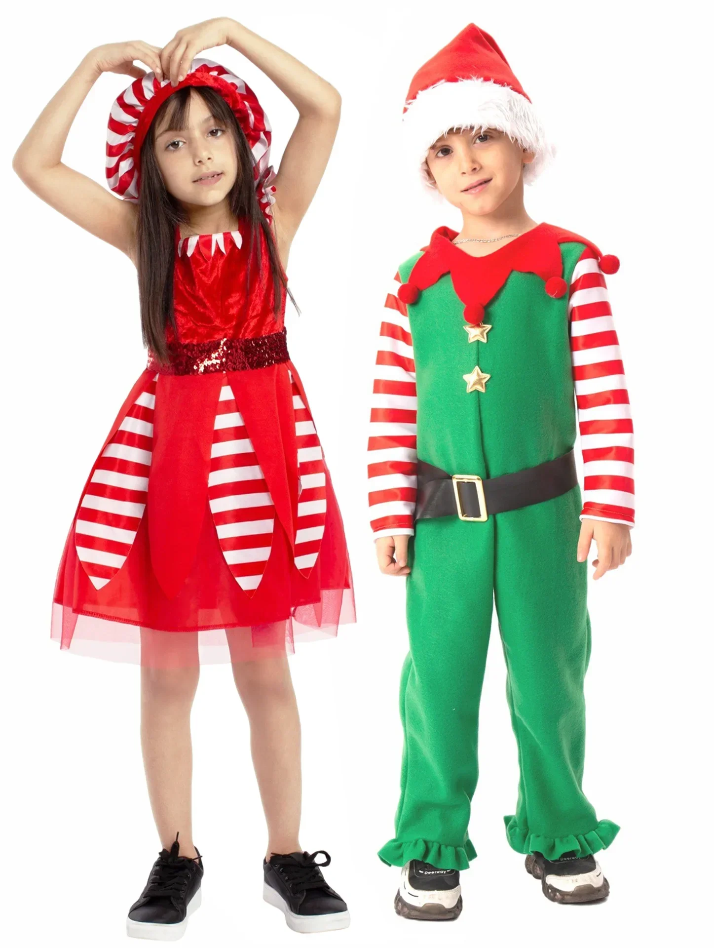 

Kids Candy Cane Christmas Cosplay Costume for Boys Girl's Fancy Cloth Costume DIY Christmas Celebrate New Year Xmas Supply