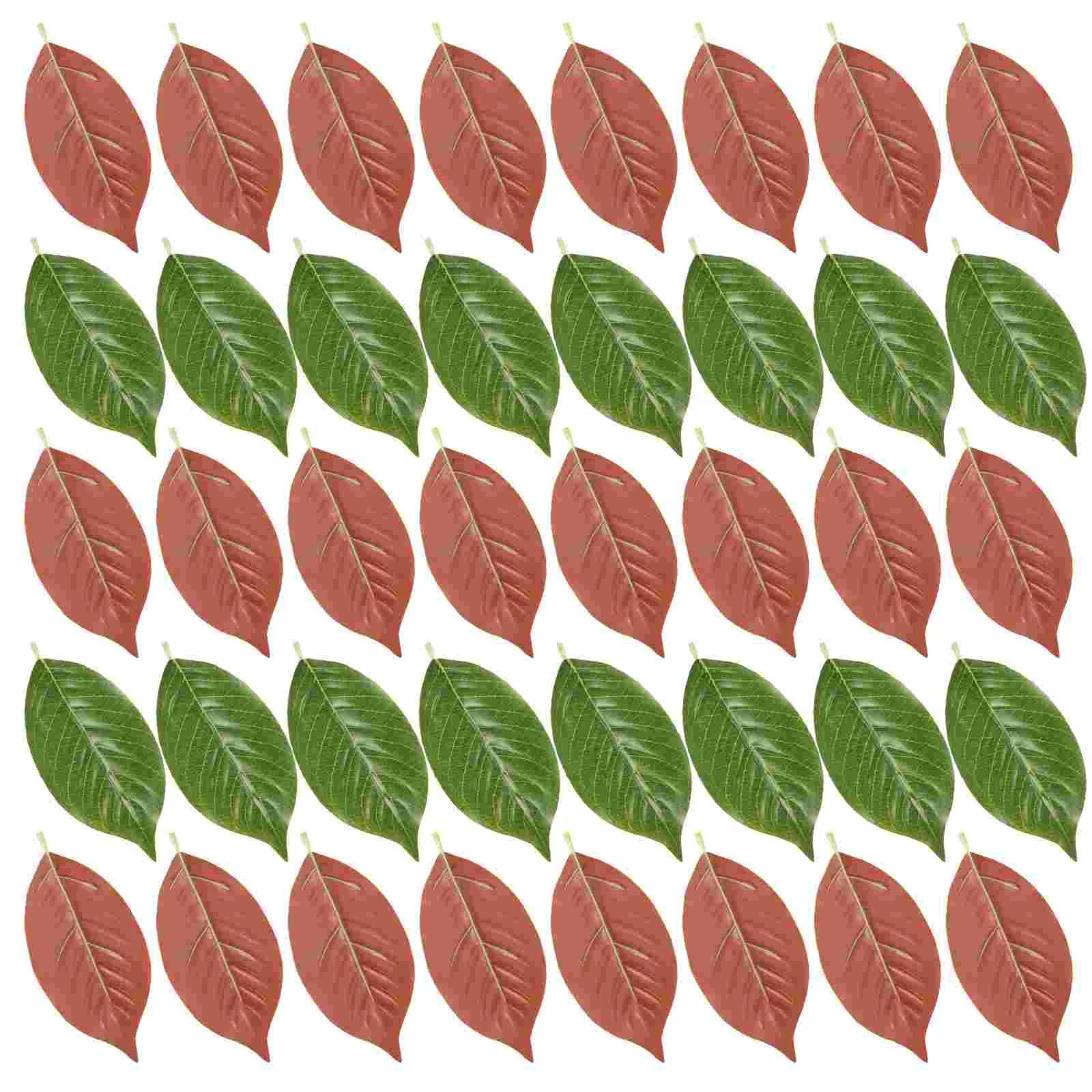 50 Pcs Artificial Magnolia Leaves Houseplant Fake Leaf Adornment Material Faux Pu Decor Banquet Flower Arrangement