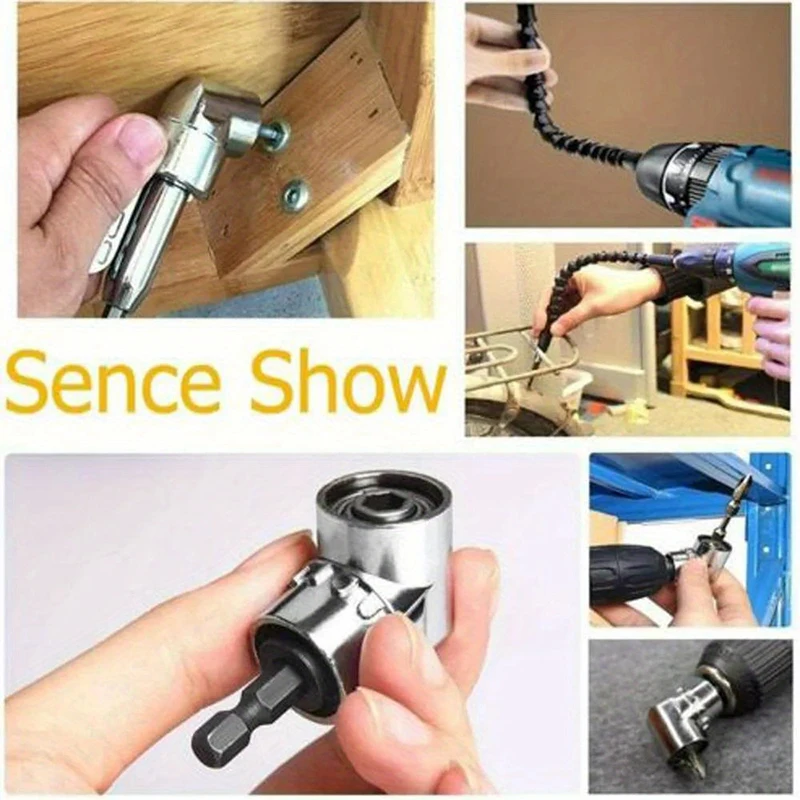 105 Degree Right Angle Screwdriver Extension Shaft Set and Premium 1/4 Inch Hex Bit Connector for Tight and Hard-to-Reach Spaces