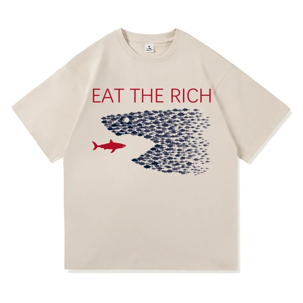 

Eat The Rich T Shirt Hot Fashion Women Harajuku Aesthetic Funny Fish T-Shirt Unisex High Quality Vintage Tees Shirts