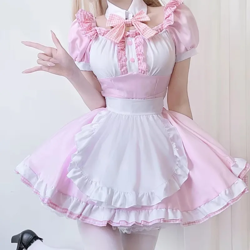 Costume da cameriera Anime giapponese vestito da cameriera carino vestito morbido da ragazza gatto Lolita Cosplay per le donne e Tee Anime Cosplay