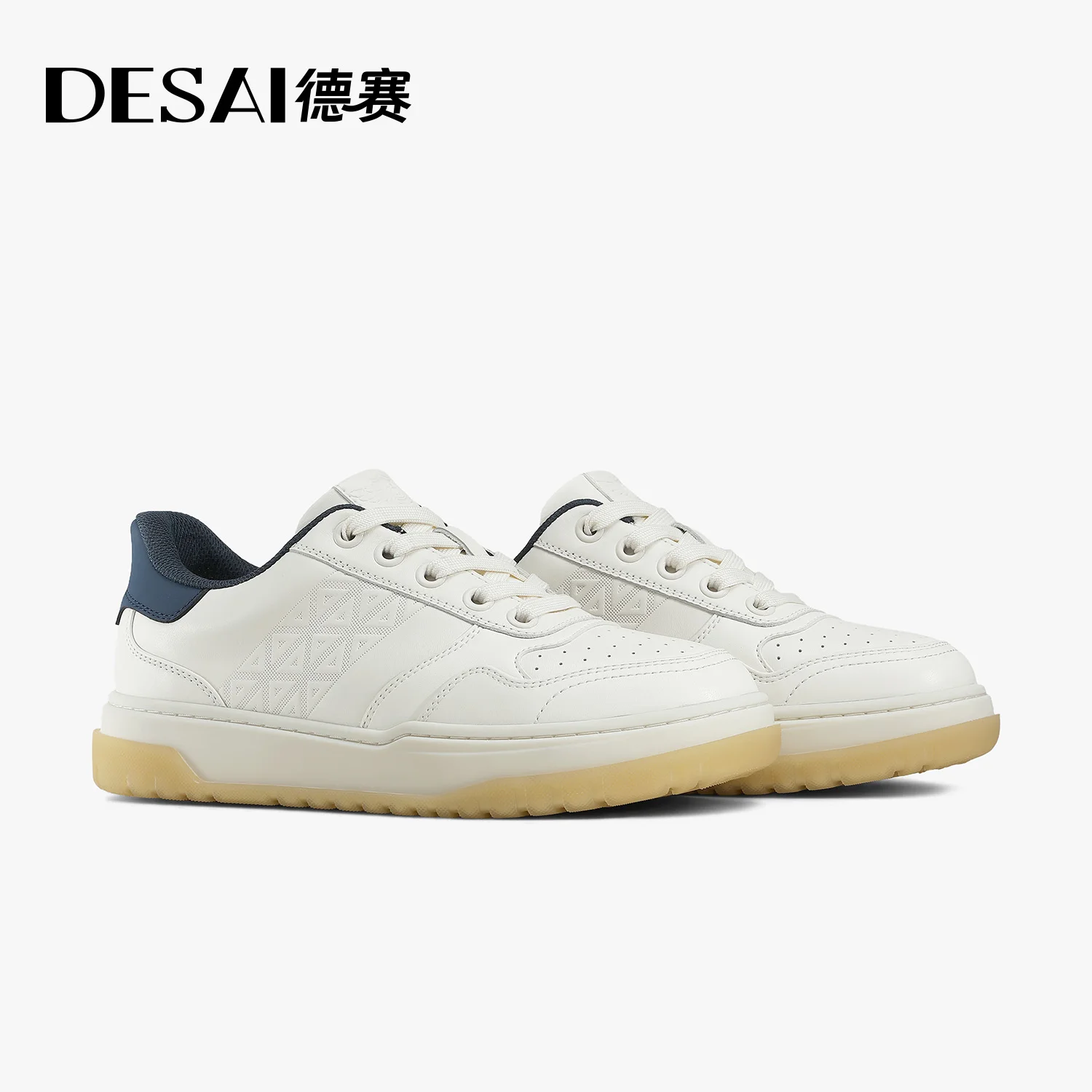 

DESAI Men's white shoes height increasing sports board shoes low cut breathable leather casual shoes