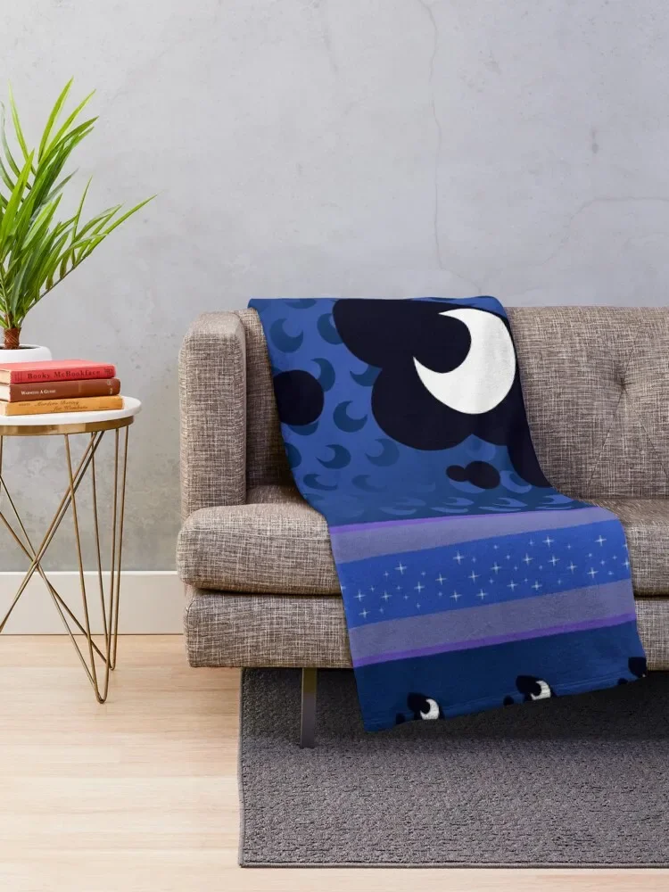 Princess Luna Night Dark Clouds Half Moon MLP Cutie Mark Sign Special v2 Throw Blanket Furrys Single blankets ands Blankets