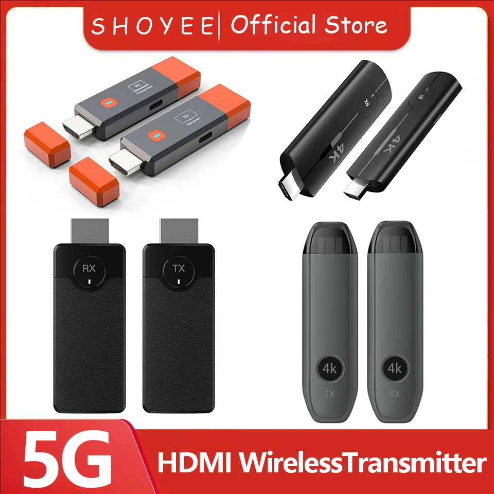 4K/1080P Wireless HDMI-Compatible Video Receiver Transmitter Extender Adapter TV Stick Dongle for Camera Laptop PC to Monitor