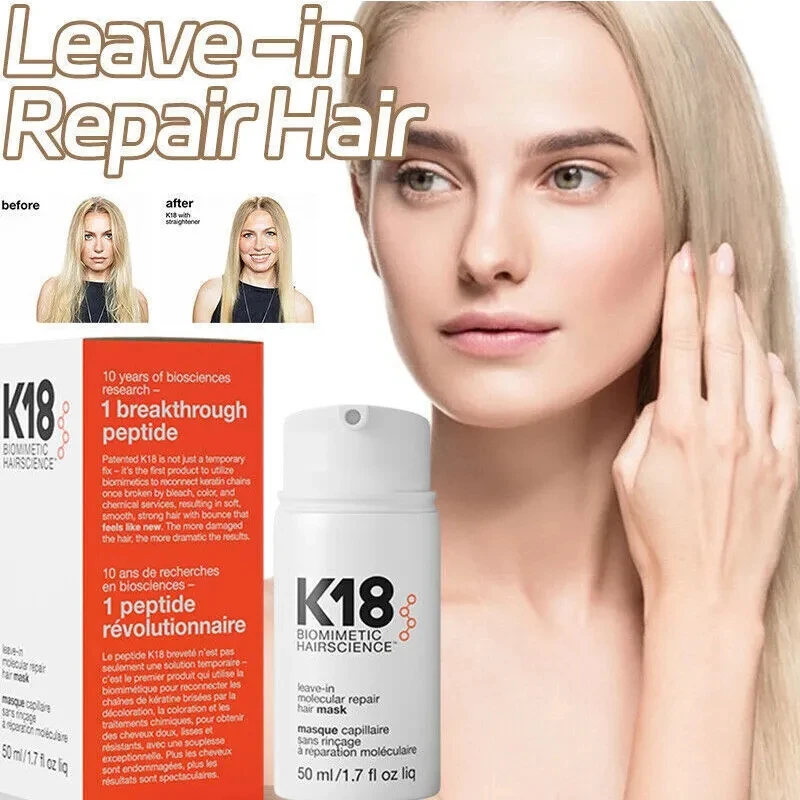 K18 Leave-In Molecular Repair Haarmaske macht weich, stellt geschädigtes Haar wieder her. Tiefe Keratin-Behandlung für Haar- und Kopfhauthautos