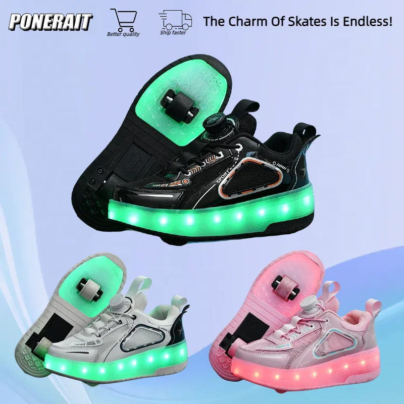 

Популярные детские двухколесные роликовые коньки двойного назначения для мальчиков и девочек, повседневная спортивная обувь