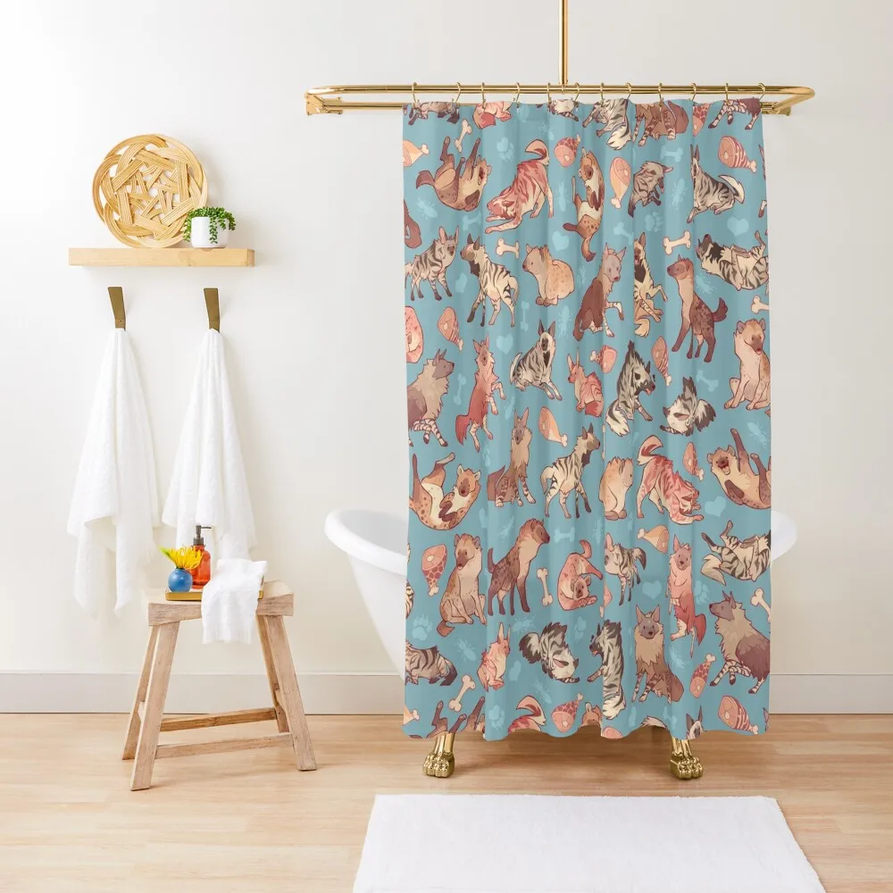 

Hyenas in cerulean Shower Curtain Anti-Mold Waterproof Shower Bathroom And Shower Products Bathroom Accessorys Curtain