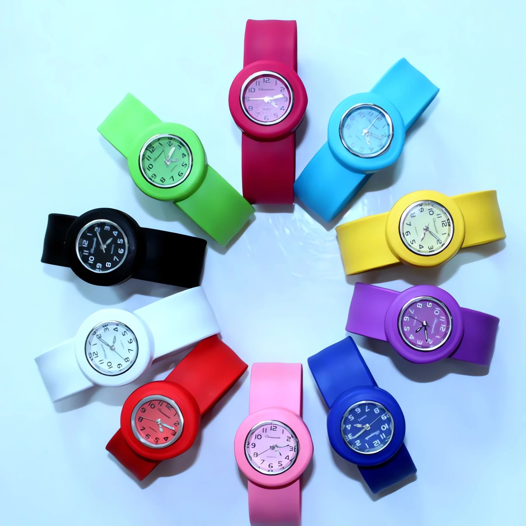 10Pcs Jelly Candy Slap Wristwatch for Boys And Girls Student Quartz Analog Sports Party Gift Kids Watches