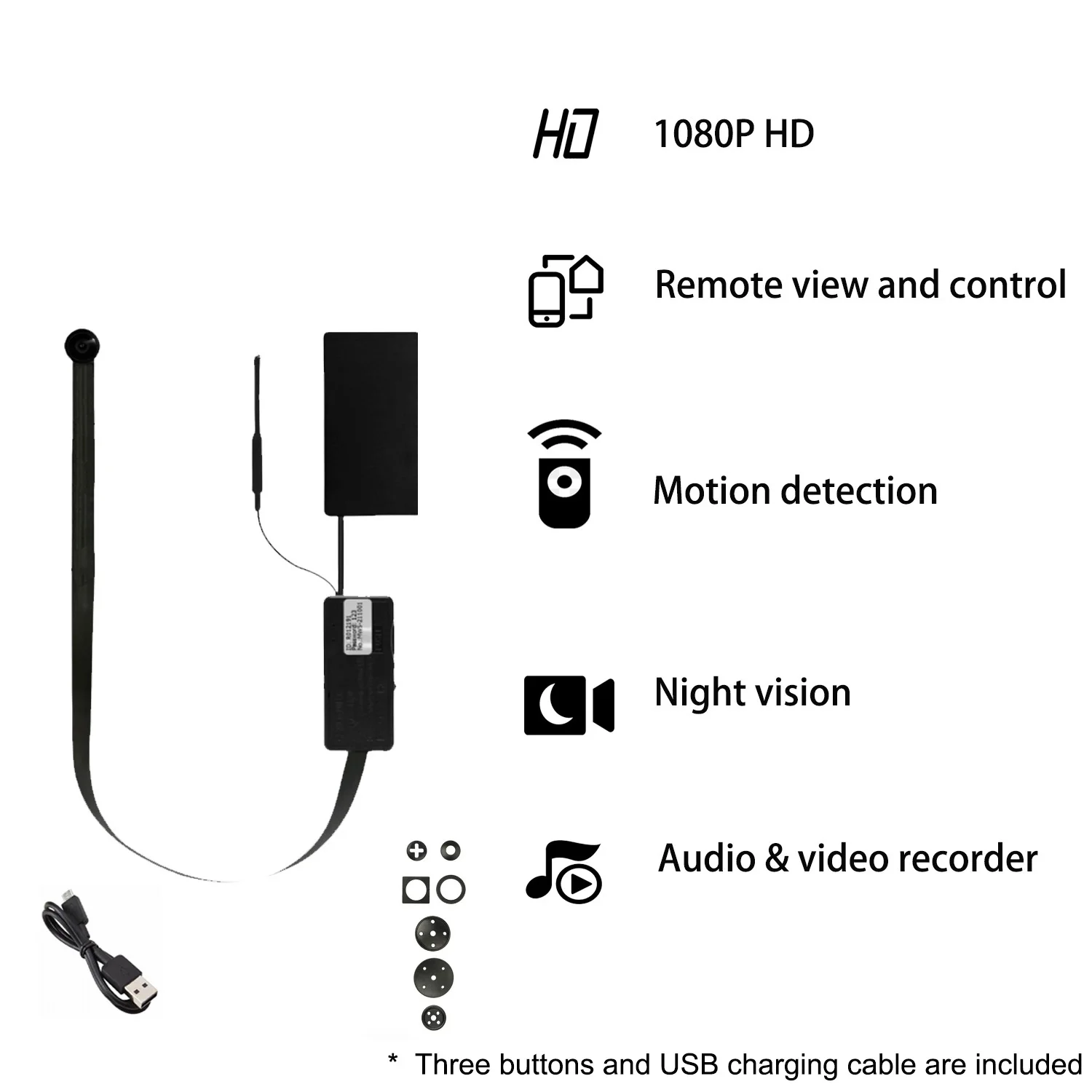

A5 DIY 1080P HD WI-FI Camera with Three buttons Wireless Indoor APP Control USB Charging Cable Support Motion Detection Suitable