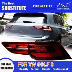 AKD Tail Lamp for VW Golf 8 LED Tail Light 2020-2021 MK8 Golf8 Rear Fog Brake Turn Signal Automotive Accessories