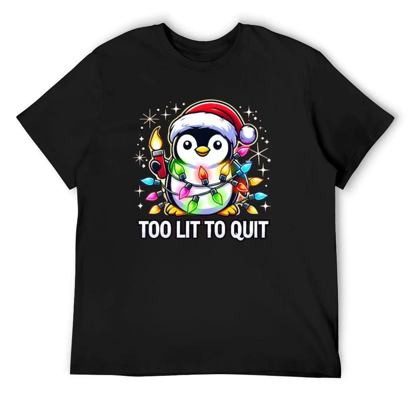 

Too Lit to Quit Christmas Penguin T-Shirt Luxury man animal prinfor boys luxury t-shirt men t shirts