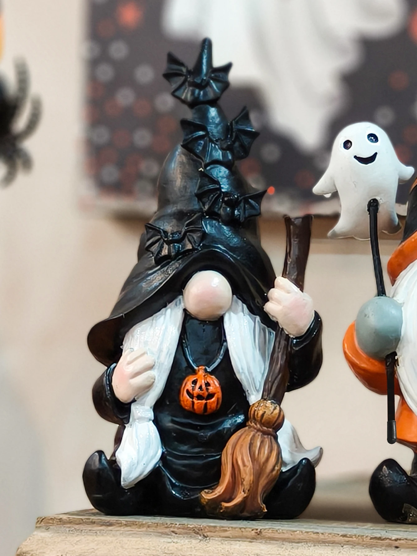 Halloween Resin Gnome Wizard Fairy Figurine for Home Bedroom Living Room Holiday Decoration