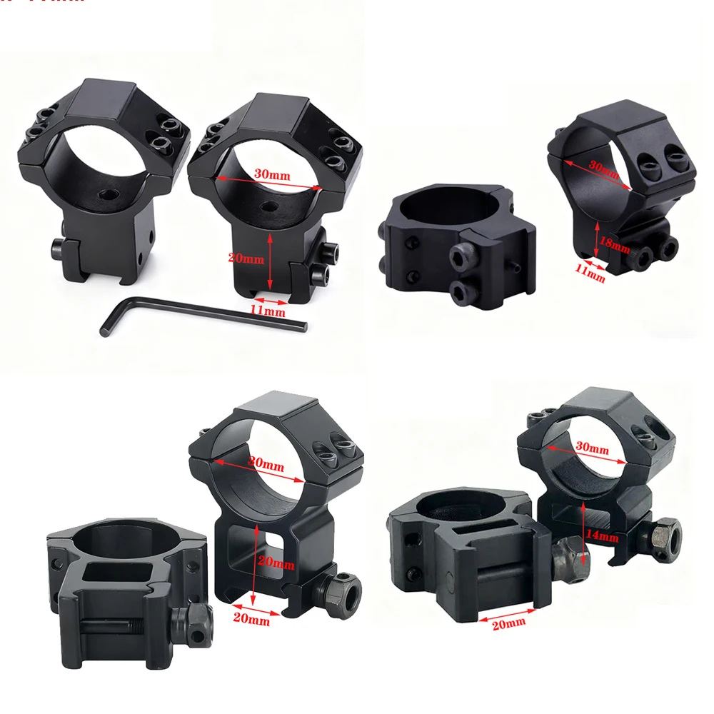 2 Stuks Jacht Richtkijker Mount Ring Voor Dia 25.4 Mm 30 Mm Buis Scopes 11 Mm 20 Mm zwaluwstaart Picatinny Rail Tactische Zaklamp Mount